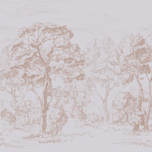 Панно "Sketch" арт.ETD9 002/1, из коллекции Etude, фабрики Loymina, большого размера с изображением деревьев в лесу в виде карандашного рисунка, купить в шоу-руме в Москве